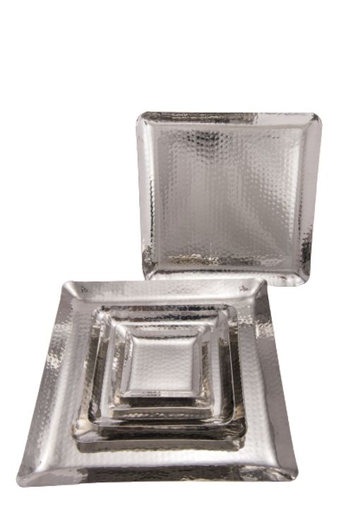 Stainless Steel Hammered Square Platter, 5 x 5, Mini Size