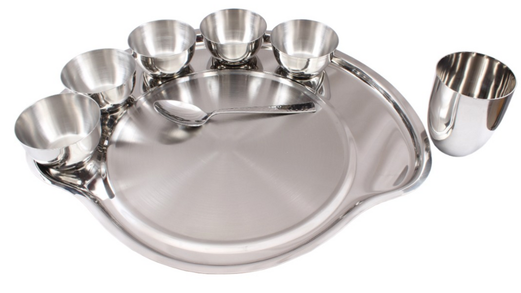 Stainless Steel 10-Piece Thali Set, Heavy Weight Dinnerware