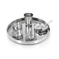 Stainless Steel Hammered Round Thali Set, Straight Border, 12, Set of 7 Pcs