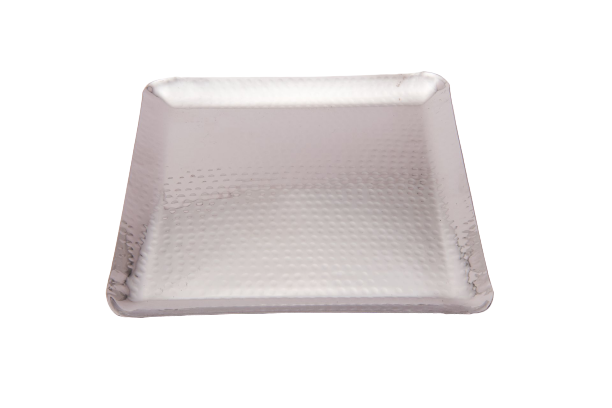 11 x 11 Hammered Square Serving Platter Tray, Stainless Steel, Silver Plate