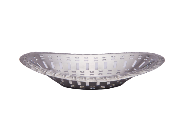Stainless Steel Matt Finish Oval Shape Perforated Bread Basket, 11 x 7