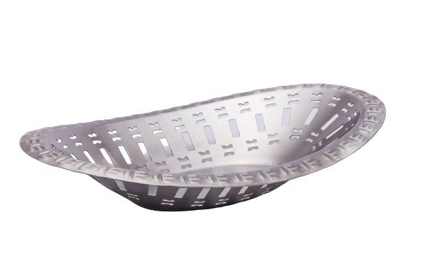 Stainless Steel Matt Finish Oval Shape Perforated Bread Basket, 11 x 7