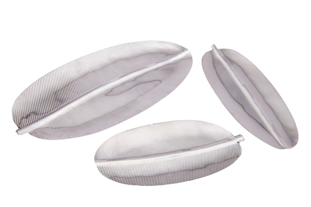 Stainless Steel Banana Leaf Design Platter, 16.5 x 8, Serving or Decorative Platter, Oval Shape