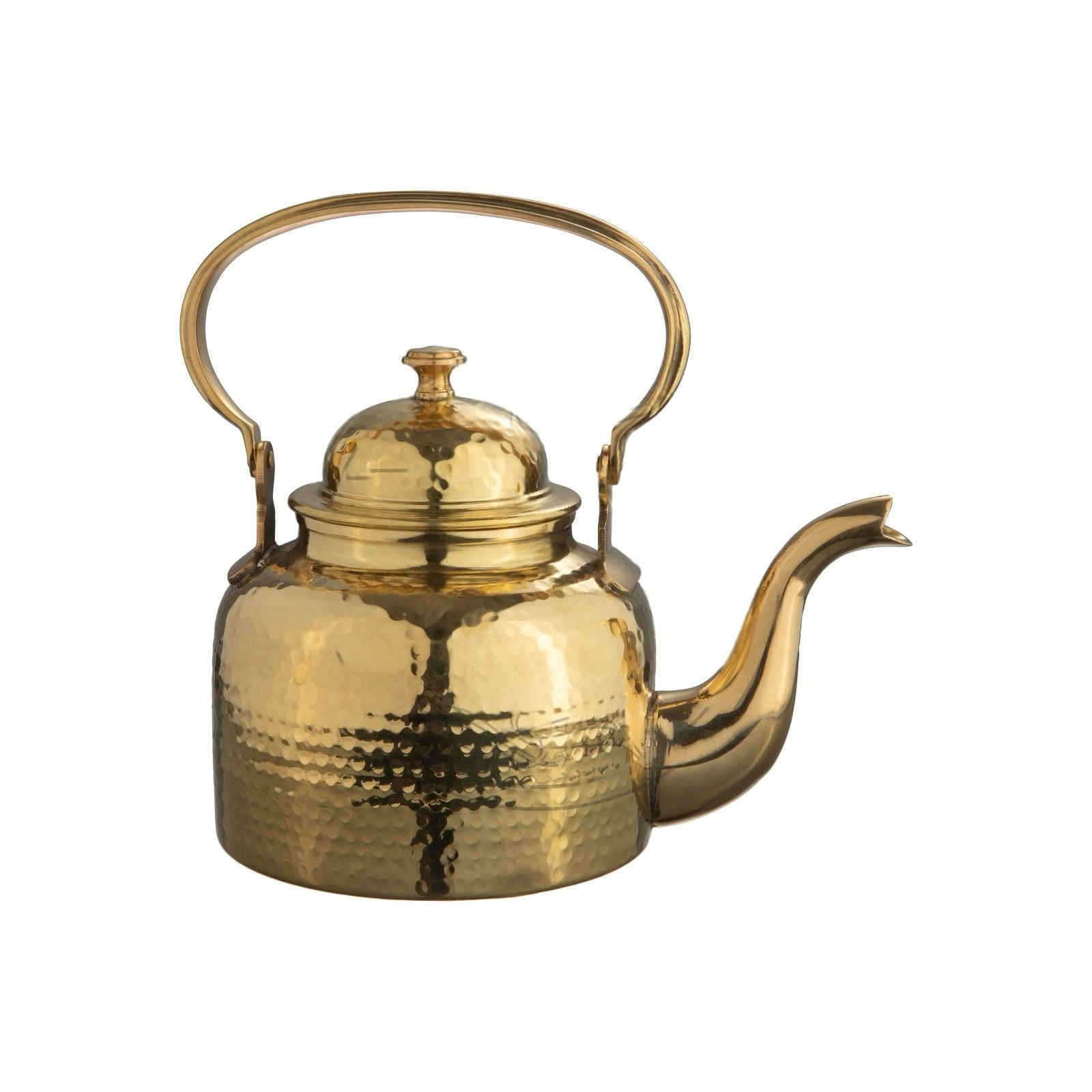 Brass Hammered Finish Serving Tea Kettle, 500 ML, Heavy Duty, Brass Handle