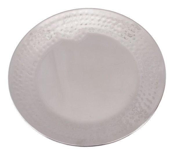 Double Wall Stainless Steel Hammered Round Plate or Platter, 11 Diameter