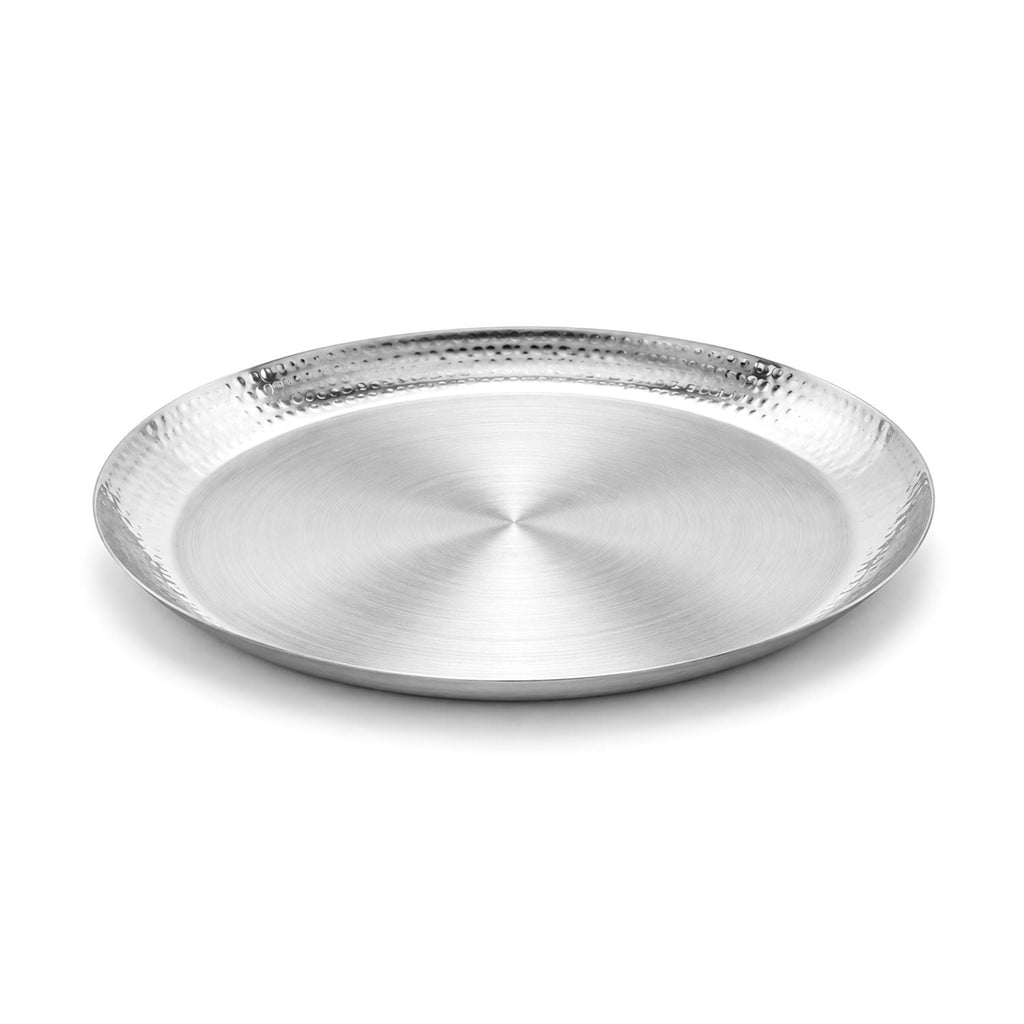 Stainless Steel Matt Finish Hammered Border Plate 7, Hotelware Serving Plate