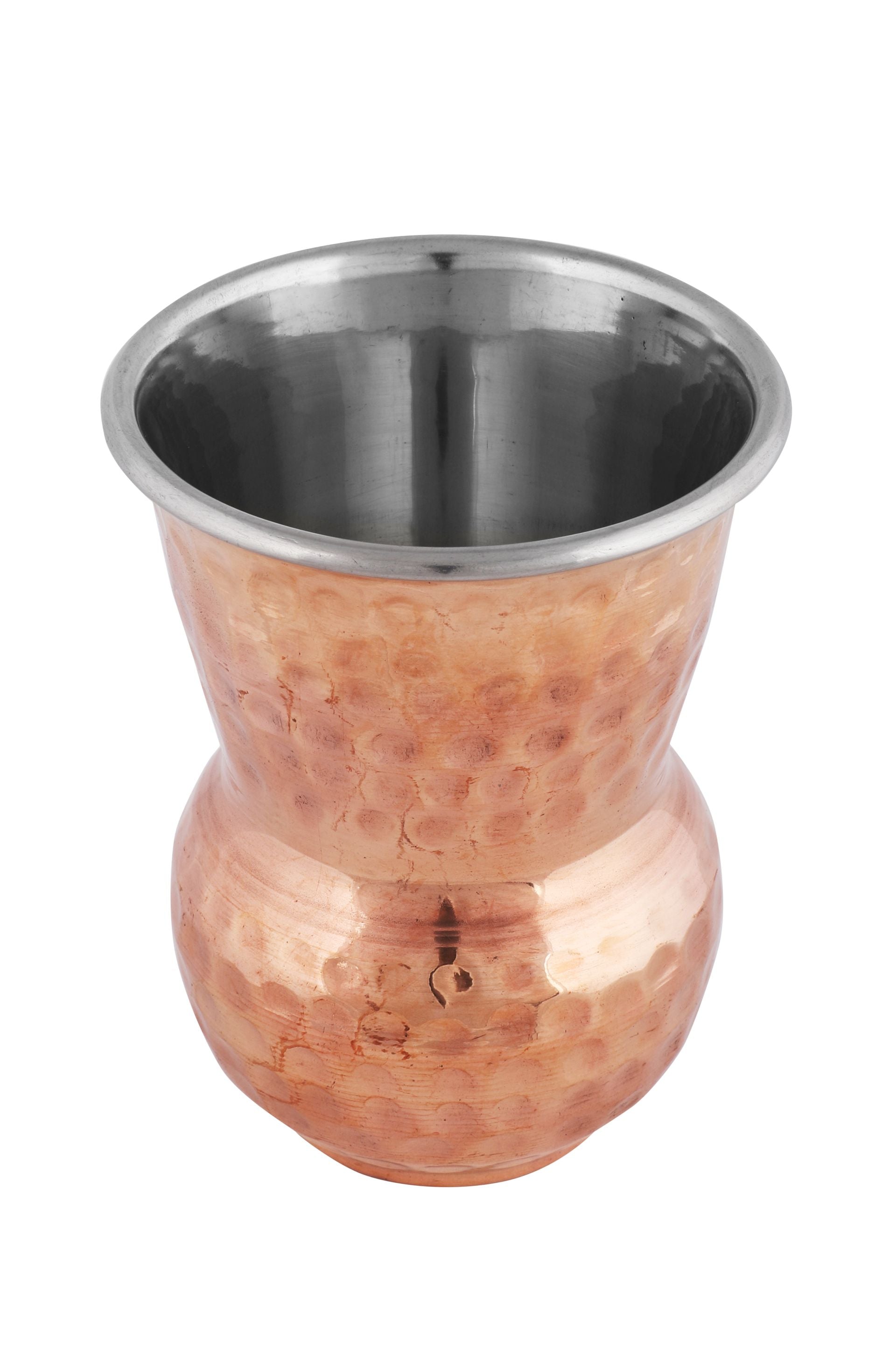 Hammered Copper Stainless Steel Tall Lassi Glass or Tumbler, 750 ML, Double Wall