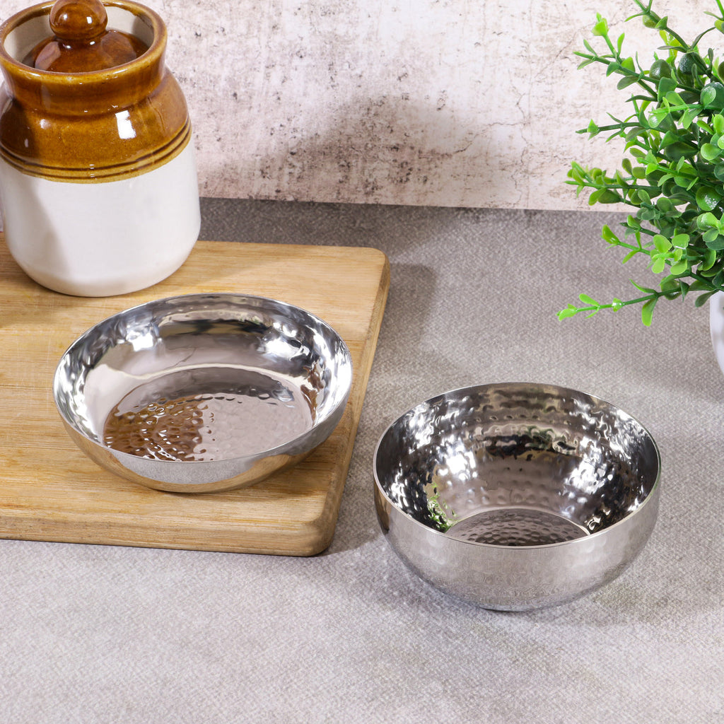 Stainless Steel Hammered Halwa Plate or Bowl, 200 ML, 4.5, Heavy Duty