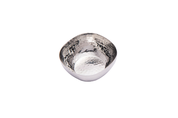 Square Shape Stainless Steel Hammered Serving Portion Bowl, 450 ML, 4.5