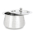 Stainless Steel Hammered Handi with Lid, 1000ml, for Serving