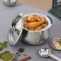 Stainless Steel Hammered Handi with Lid, 350ml, for Serving