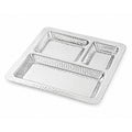 Stainless Steel Hammered 3 Compartment Square Pav Bhaji Plate, 9.5 x 9.5, Heavy Duty