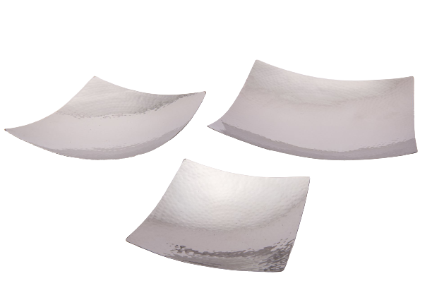 Stainless Steel Hammered Square Snack Tray or Platter with Legs, 8 x 8
