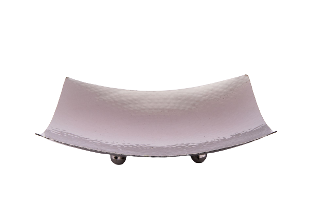 Stainless Steel Hammered Square Snack Tray or Platter with Legs, 8 x 8