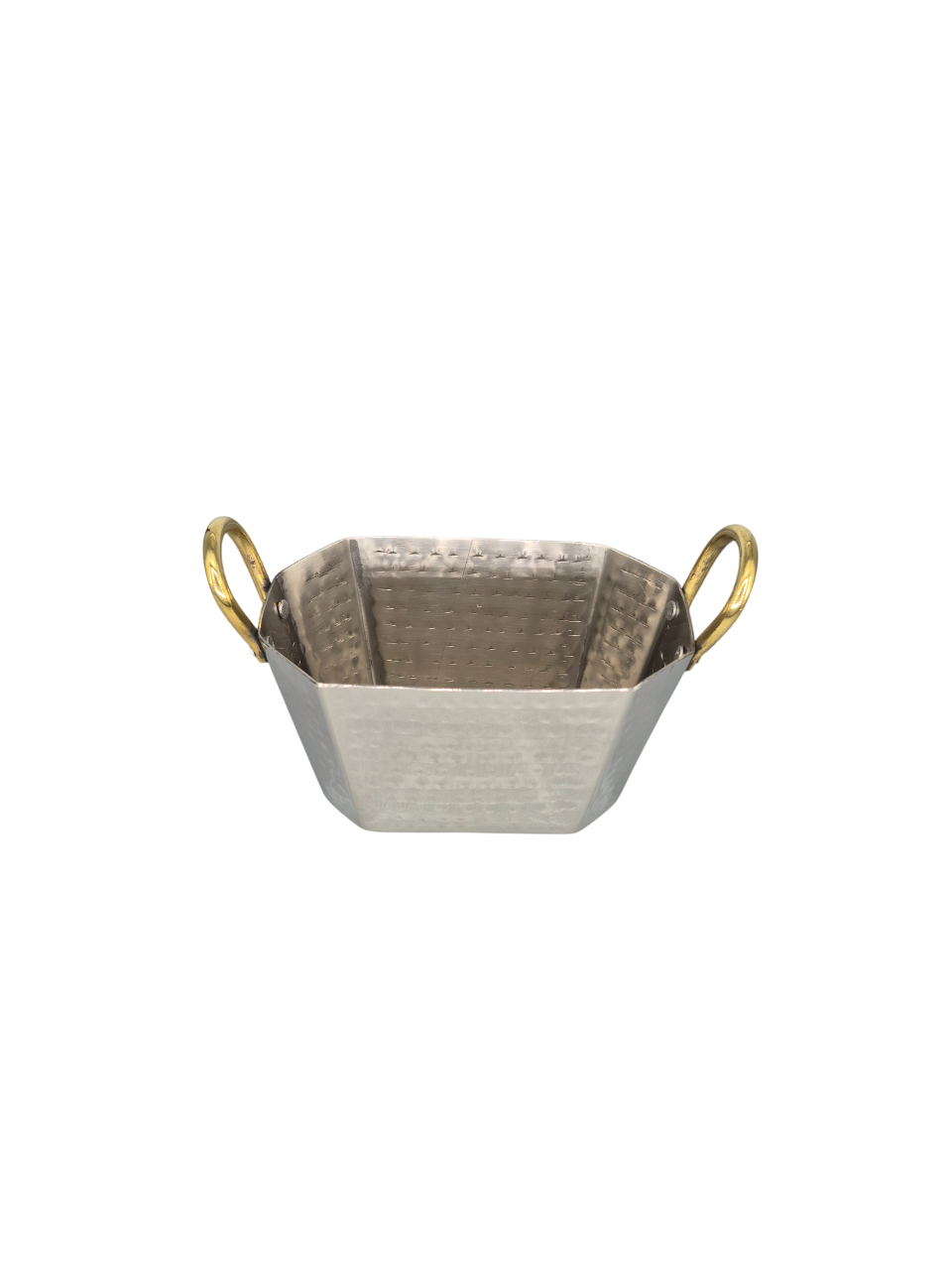 Stainless Steel Hammered Oval Serving Tub with Double Sided Brass Handle #1, 5