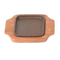 8 x 8 Square Brownie Sizzler Platter, Wooden Base, Cast Iron Plate
