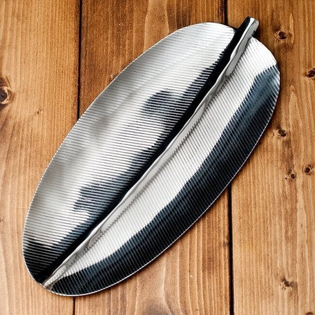 Stainless Steel Big Banana Leaf Design Buffet Platter, 23 x 10, Oval Shape