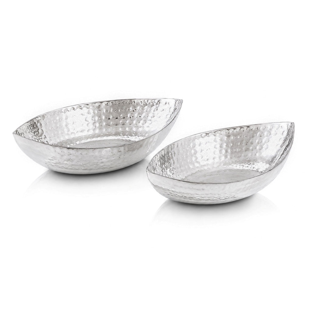 Stainless Steel Hammered Boat Shape Bowl or Platter, Serve-Ware, Tableware, 7.5