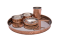 Hammered Round Stainless Steel / Copper Thali or Dinner Set, Two-Tone, Double Wall, 13, 6 Pieces