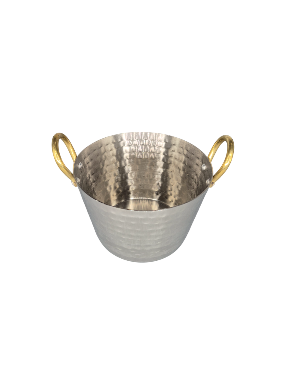 Hammered SS Oval Serve-Ware Bowl with Double Sided Brass handle #3, 950 ML, 5.75