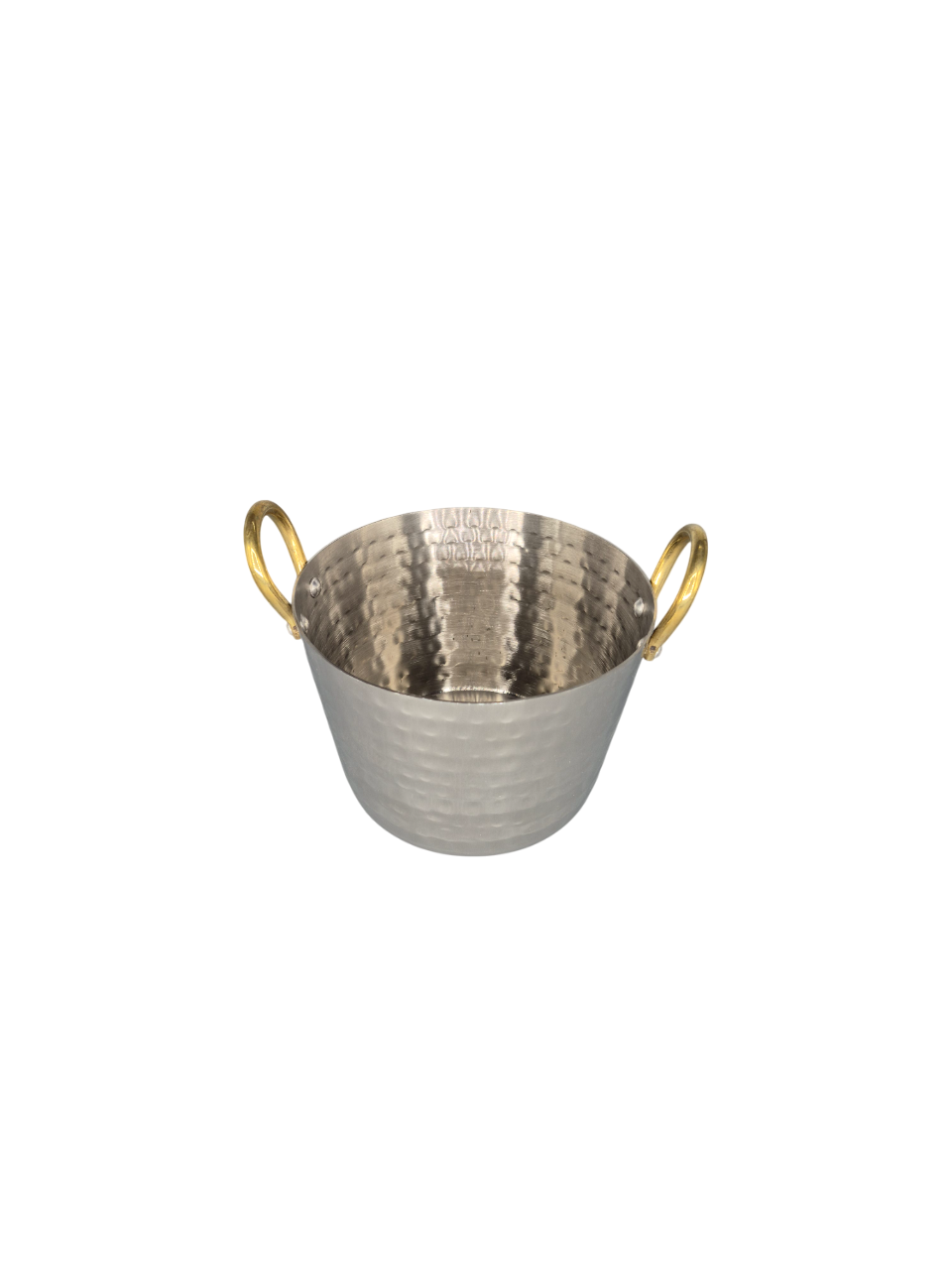 Hammered SS Oval Serve-Ware Bowl with Double Sided Brass handle #3, 950 ML, 5.75
