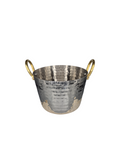Hammered SS Oval Serve-Ware Bowl with Double Sided Brass handle #3, 950 ML, 5.75