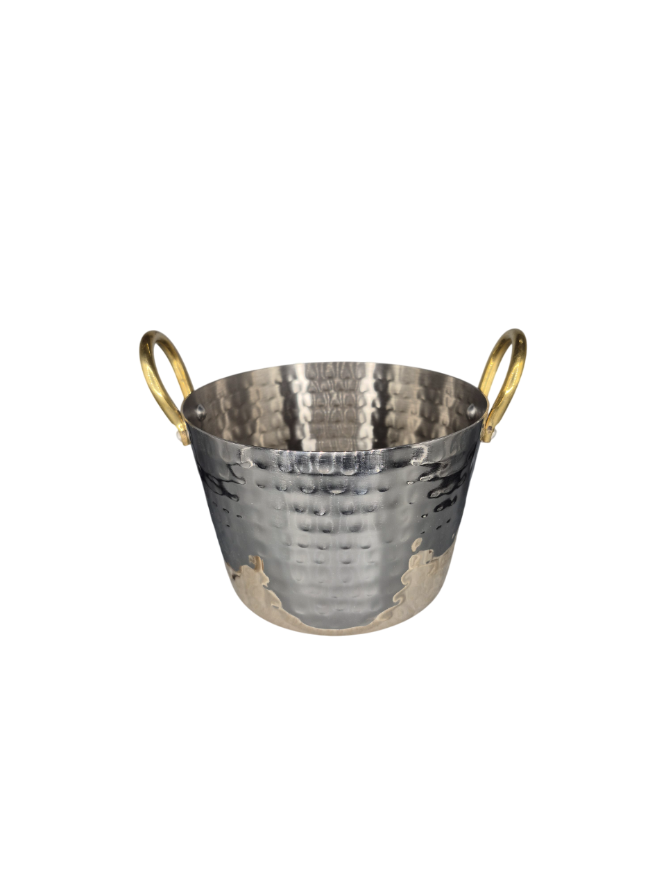 Oval Deep Serving Bowl with Double Sided Brass Handle #2, 700 ML, SS Hammered Finish, 4.75