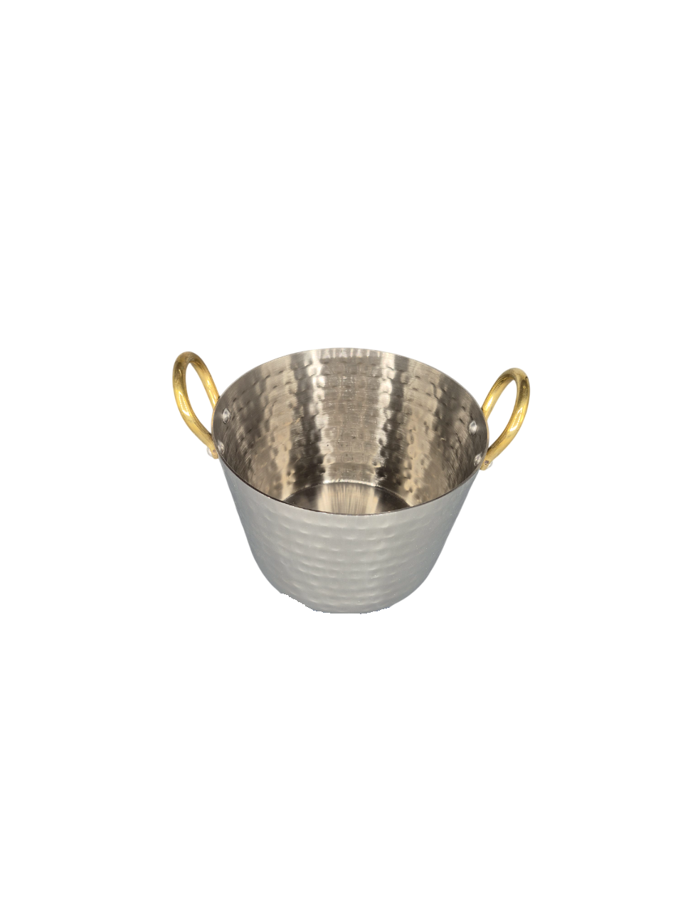 Stainless Steel Hammered Oval Serving Bowl with Double Sided Brass Handle #1, 500 ML, 4.5