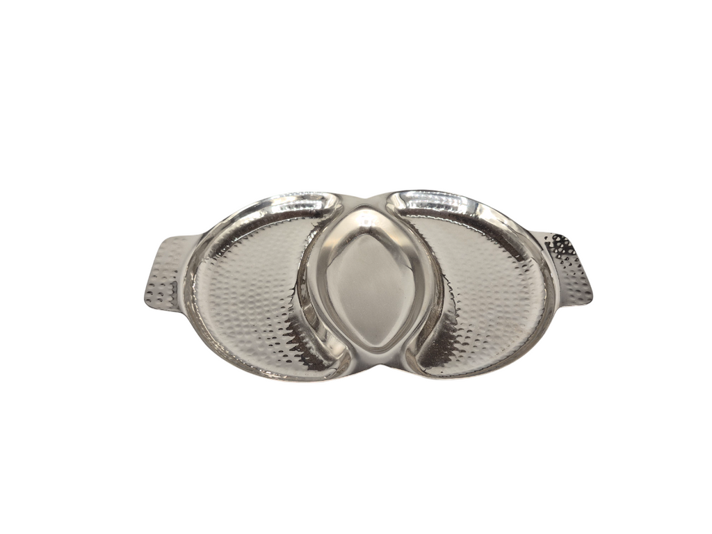 Stainless Steel Hammered Oval Chip and Dip Platter, 12, Steelware