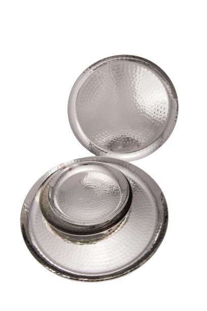 Hammered Stainless Steel Round Plates, Premium High Quality, Dinnerware