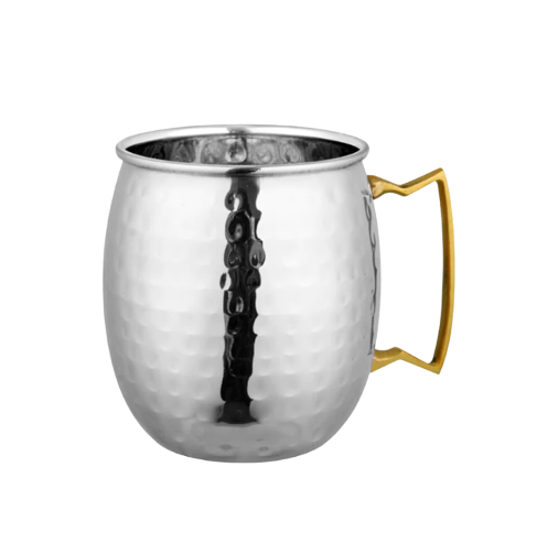 Stainless Steel Hammered Moscow Mule Mug with Brass Handle, 500 ML, Beer Mug
