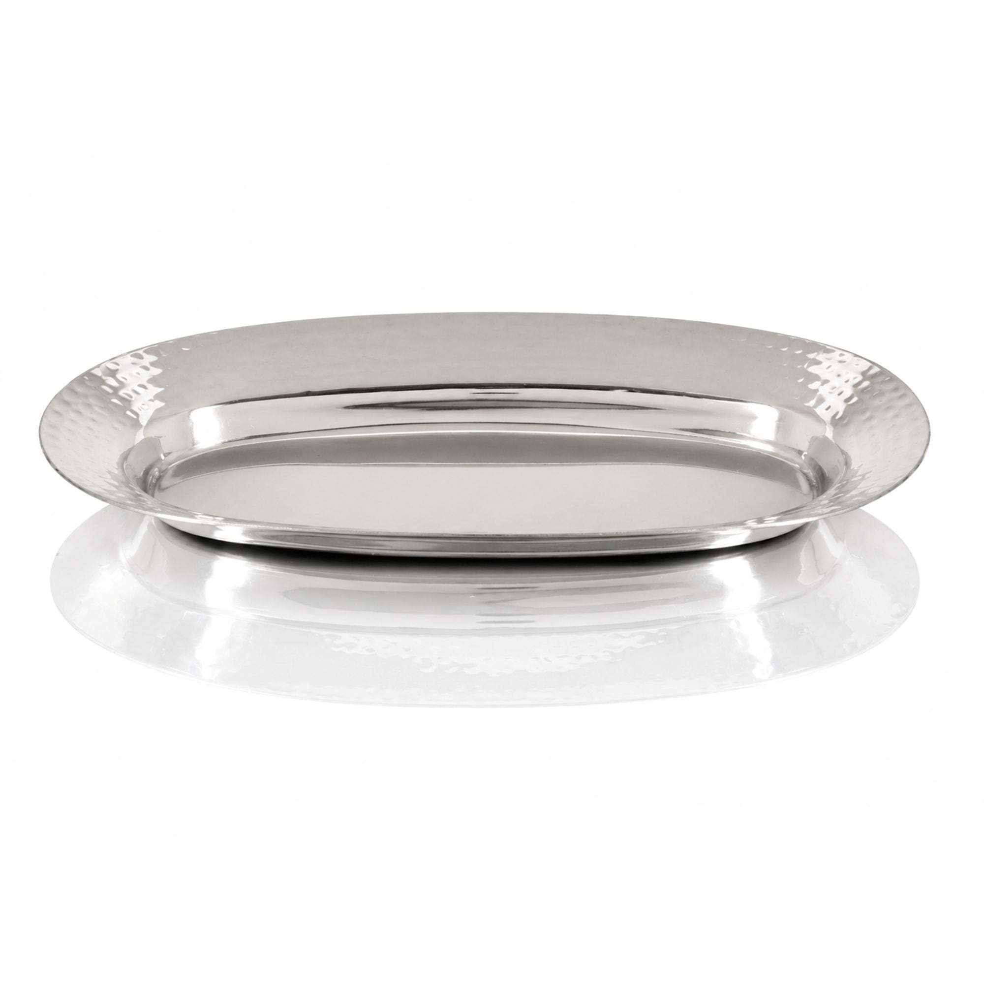 Stainless Steel Hammered Oval Shape Serving Platter for Kebab #2, 9.75