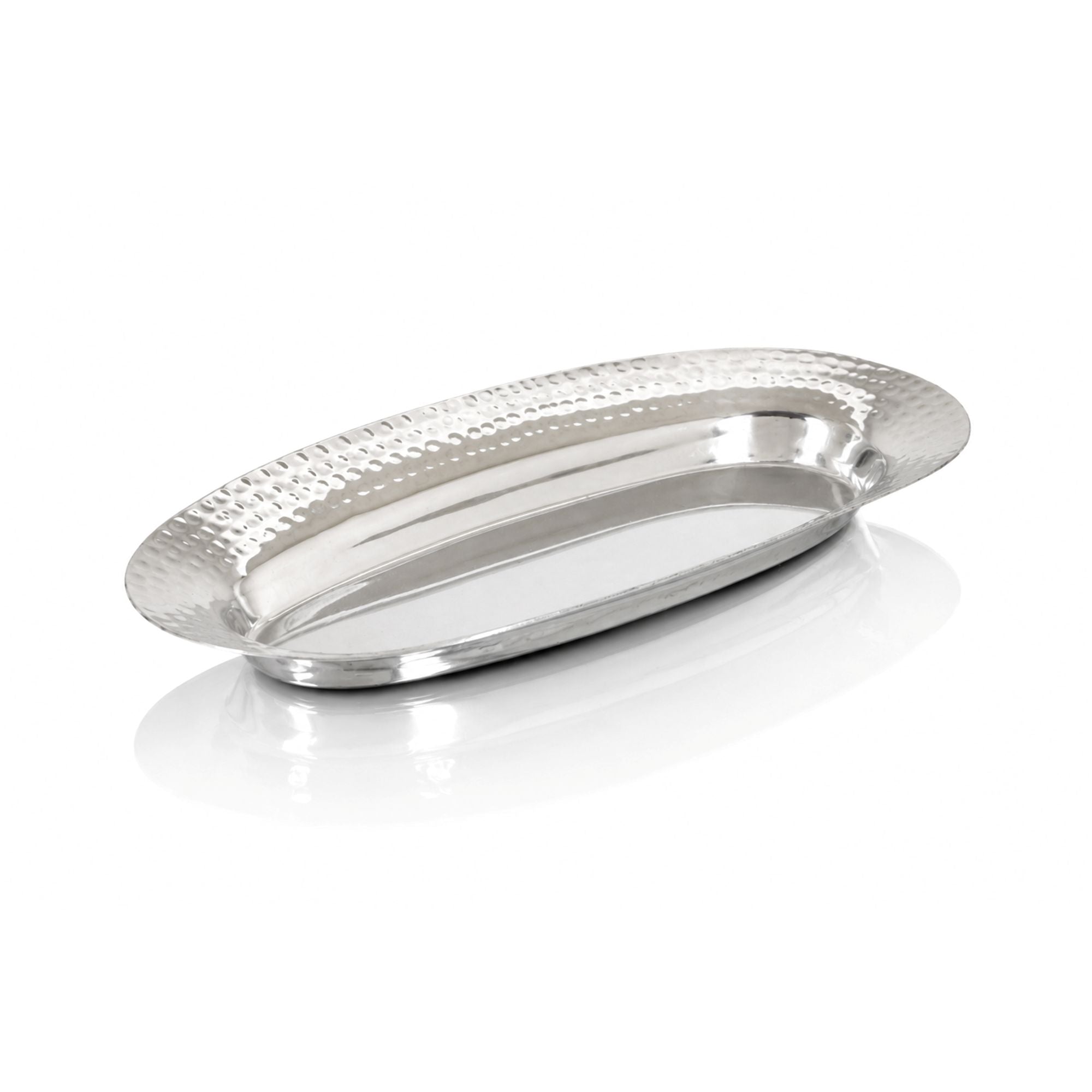 Stainless Steel Hammered Oval Shape Serving Platter for Kebab #2, 9.75