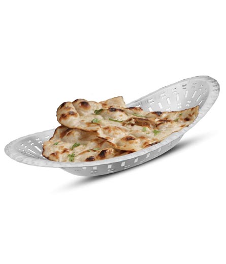 Stainless Steel Matt Finish Oval Shape Perforated Bread Basket, 11 x 7