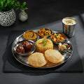 Ensemble de 7 Assiettes Thali de 13 Pouces en Acier Inoxydable Martelées – Finition Mate de Qualité Supérieure