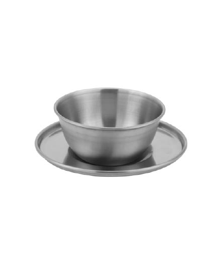 Stainless Steel Matt Finish Finger Bowl with Under-liner, 350 ML Bowl Capacity