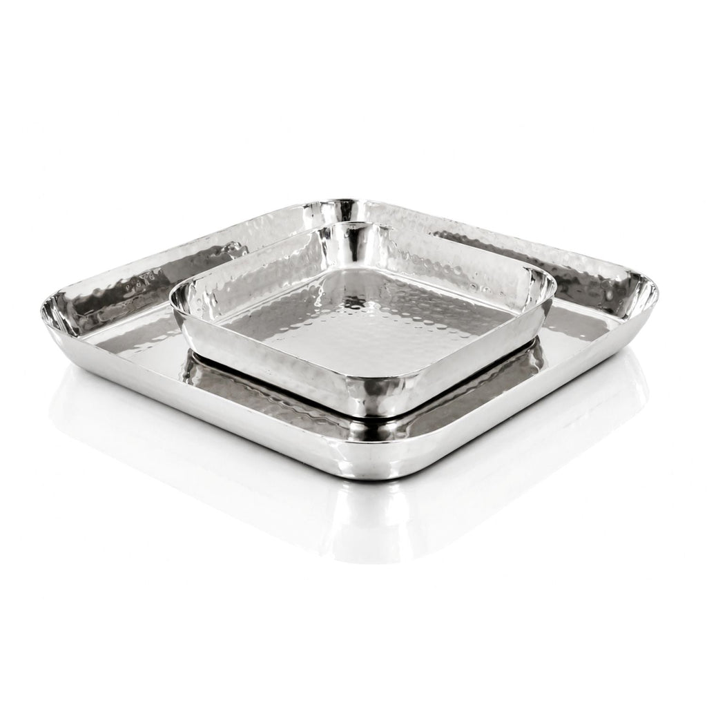 Stainless Steel Hammered Square Snack Plate, 6 x 6