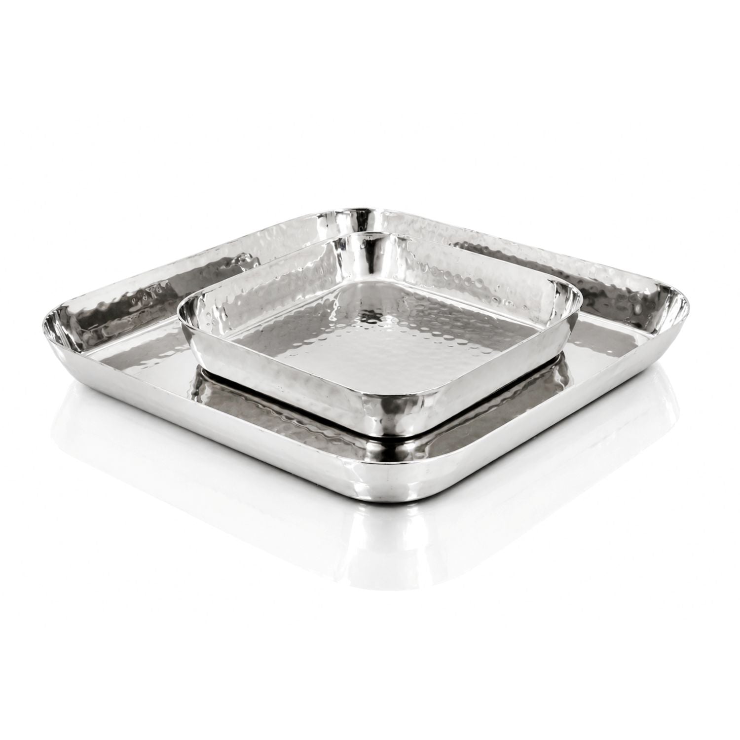 Stainless Steel Hammered Square Snack Plate, 6 x 6