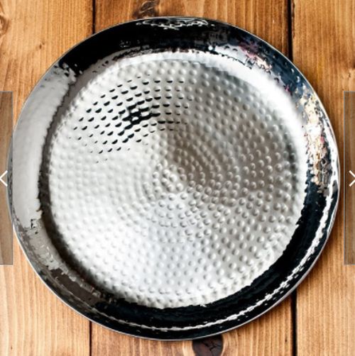 Stainless Steel Hammered Round Dinner Plate, 10