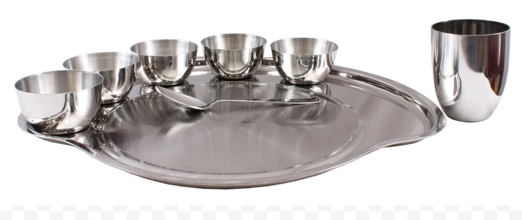 Stainless Steel 10-Piece Thali Set, Heavy Weight Dinnerware