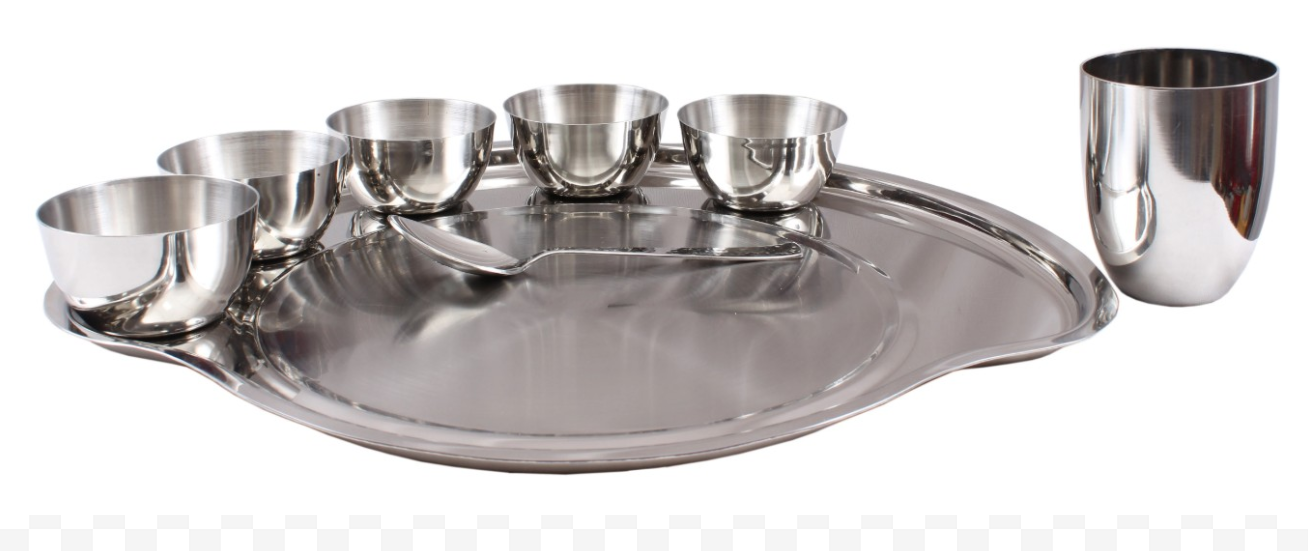 Stainless Steel 10-Piece Thali Set, Heavy Weight Dinnerware