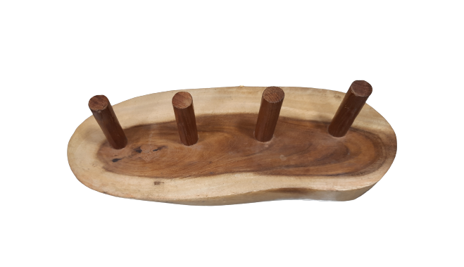 Wooden Taco Serving Platter or Stand, Holds 3 Tacos, 4 Sticks
